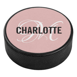 Eleganter Rosa-Monogramm-Hockeypuck Eishockey Puck