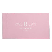 Eleganter rosa Monogramm-Pillowcase Kissenbezug (Rückseite)