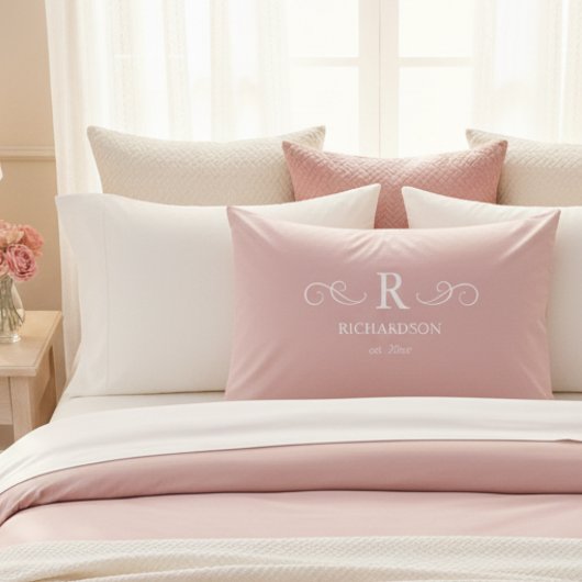 Eleganter rosa Monogramm-Pillowcase Kissenbezug