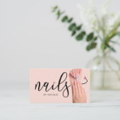 Eleganter rosa Nageltechniker Chic Visitenkarte (Stehend Vorderseite)