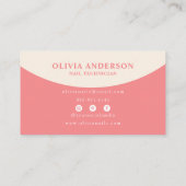 Eleganter rosa neutraler Boho Chic Moderner Nagelt Visitenkarte (Rückseite)
