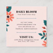 Eleganter, rosa niedlicher Blumenstrauß Blume Bouq Quadratische Visitenkarte (Rückseite)