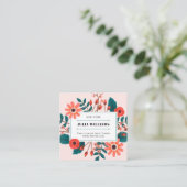 Eleganter, rosa niedlicher Blumenstrauß Blume Bouq Quadratische Visitenkarte (Stehend Vorderseite)