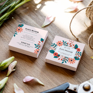 Eleganter, rosa niedlicher Blumenstrauß Blume Bouq Quadratische Visitenkarte