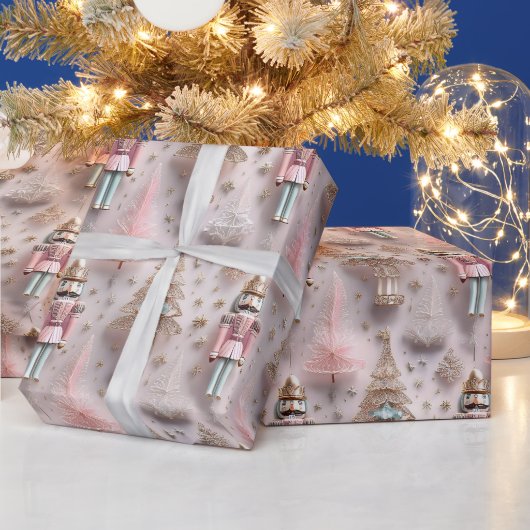 Eleganter rosa Nussknacker Geschenkpapier (Feiertage)