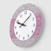 Eleganter Rosa Ombre Glitzer Funkelnd Große Wanduhr (Winkel)