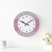 Eleganter Rosa Ombre Glitzer Funkelnd Große Wanduhr (Zuhause)