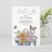 Eleganter Rosa Orangengarten Schmetterling Blumen Einladung (Stehend Vorderseite)