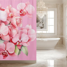 Eleganter rosa Orchideen-Duschvorhang