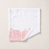 Eleganter rosa Paisley Floral Stripe Badhandtuch Set (Waschlappen)