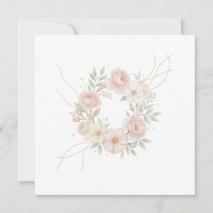 Eleganter rosa Pastell-Blumenkranz Botanisches Des Dankeskarte