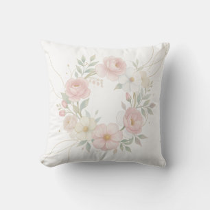 Eleganter rosa Pastell-Blumenkranz Botanisches Des Kissen