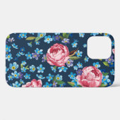Eleganter rosa Peonies Retro Hintergrund Case-Mate iPhone Hülle (Rückseite (Horizontal))