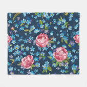 Eleganter rosa Peonies Retro Hintergrund Fleecedecke (Vorderseite (Horizontal))