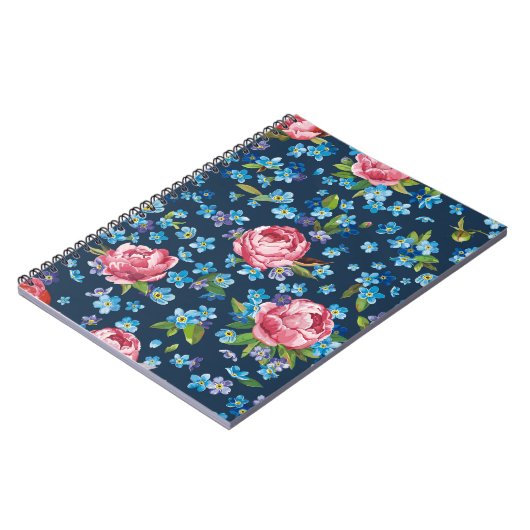 Eleganter rosa Peonies Retro Hintergrund Notizblock (Linke Seite)