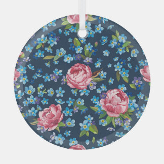 Eleganter rosa Peonies Retro Hintergrund Ornament Aus Glas