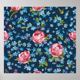 Eleganter rosa Peonies Retro Hintergrund Poster