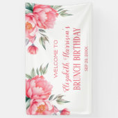 Eleganter rosa Peony Botanischer Brunch Geburtstag Banner (Vertikal)