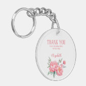 Eleganter rosa Peony Botanischer Brunch Geburtstag Schlüsselanhänger (Vorderseite links)