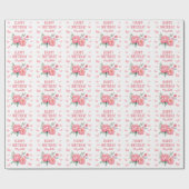 Eleganter rosa Peony Butterfly Botanischer Geburts Geschenkpapier (Flach)