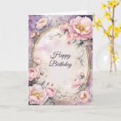 Eleganter Rosa Peony Oval Rahmen Geburtstag Karte (Gelbe Blume)