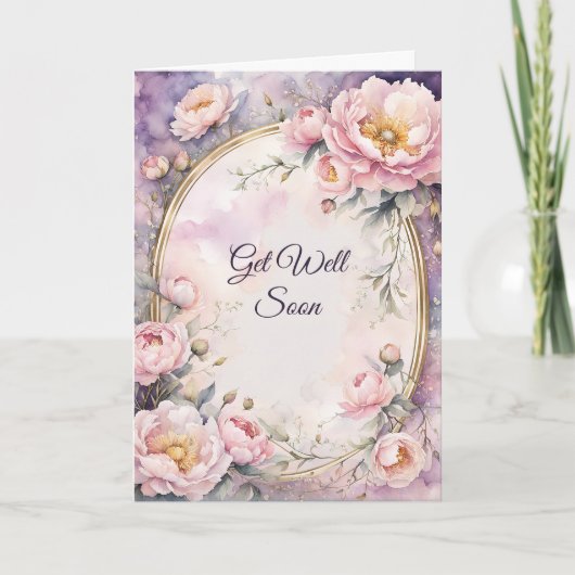 Eleganter Rosa Peony Oval Rahmen wird gut Karte (Vorderseite)