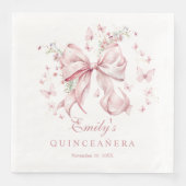 Eleganter Rosa Perlen Perlen Quinceanera Geburtsta Serviette (Vorderseite)
