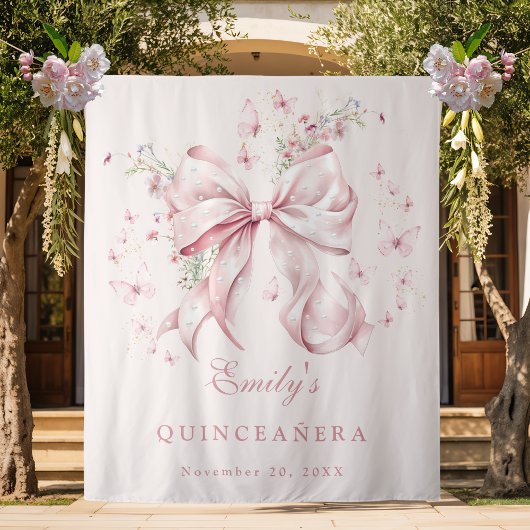 Eleganter Rosa Perlen Perlen Quinceanera Geburtsta Wandteppich