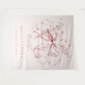 Eleganter Rosa Perlen Perlen Quinceanera Geburtsta Wandteppich (Vorderseite (Horizontal))