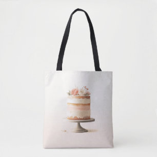 Eleganter Rosa Pfirsich Blumenkuchen Küche Bäckere Tasche