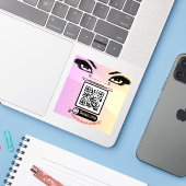 Eleganter rosa QR-Code-Aufkleber – Jetzt buchen Be Aufkleber (Laptop mit iPhone)