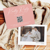Eleganter rosa QR Code Hochzeit RSVP Begleitkarte