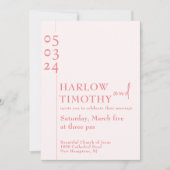 Eleganter Rosa QR-Code Moderne Skripthochzeit Einladung (Vorderseite)