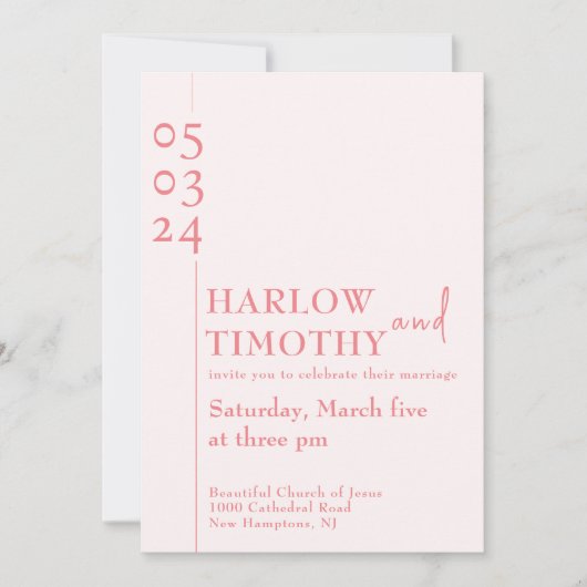 Eleganter Rosa QR-Code Moderne Skripthochzeit Einladung (Vorderseite)