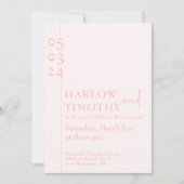 Eleganter Rosa QR-Code Moderne Skripthochzeit Einladung (Vorderseite)