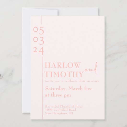 Eleganter Rosa QR-Code Moderne Skripthochzeit Einladung (Vorderseite)