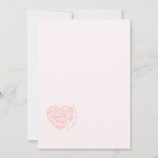 Eleganter Rosa QR-Code Moderne Skripthochzeit Einladung (Rückseite)