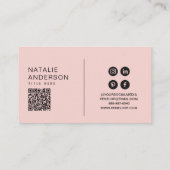 Eleganter rosa QR-Code Monogram Logo Boho Girly Visitenkarte (Rückseite)
