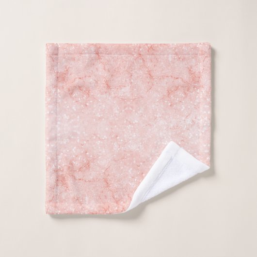 Eleganter Rosa Quarz Glitzer Marmor Badhandtuch Set (Waschlappen)