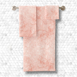 Eleganter Rosa Quarz Glitzer Marmor Badhandtuch Set