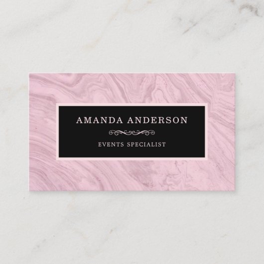 Eleganter rosa Rahmen auf rosa Marmor | Visitenkar Visitenkarte (Vorderseite)