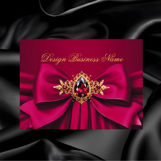 Eleganter rosa Red Gold Jewel Bow Drape Visitenkarte