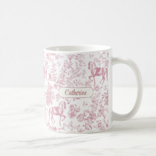 Eleganter rosa Reitsport-Floraltaille-Name Kaffeetasse