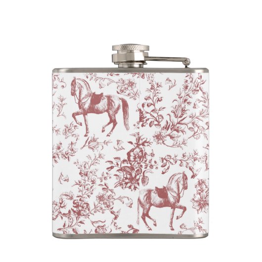 Eleganter Rosa Reittier Name Flachmann (Rückseite)