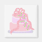 Eleganter rosa Ribbon Cake Magnet (Vorne)