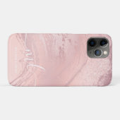Eleganter Rosa Rosa-Glitzer-Marmor Case-Mate iPhone Hülle (Rückseite (Horizontal))