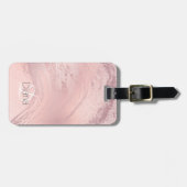 Eleganter Rosa Rosa-Glitzer-Marmor Gepäckanhänger (Vorderseite horizontal)