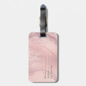 Eleganter Rosa Rosa-Glitzer-Marmor Gepäckanhänger (Rückseite vertikal)
