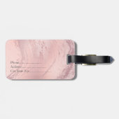 Eleganter Rosa Rosa-Glitzer-Marmor Gepäckanhänger (Rückseite horizontal)