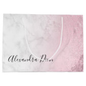 Eleganter, rosa Rosa-Glitzer-Marmor Große Geschenktüte (Rückseite)
